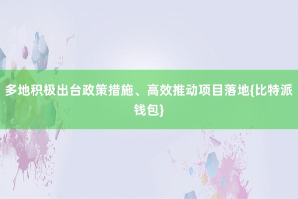 多地积极出台政策措施、高效推动项目落地{比特派钱包}