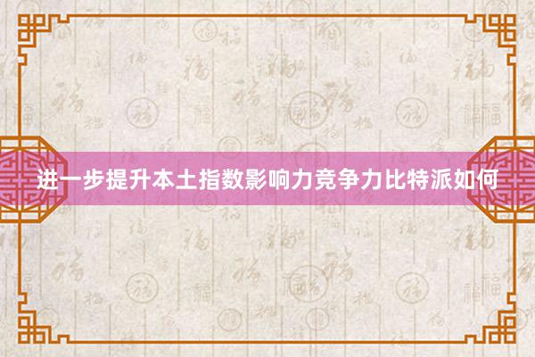 进一步提升本土指数影响力竞争力比特派如何