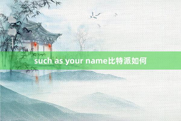 such as your name比特派如何