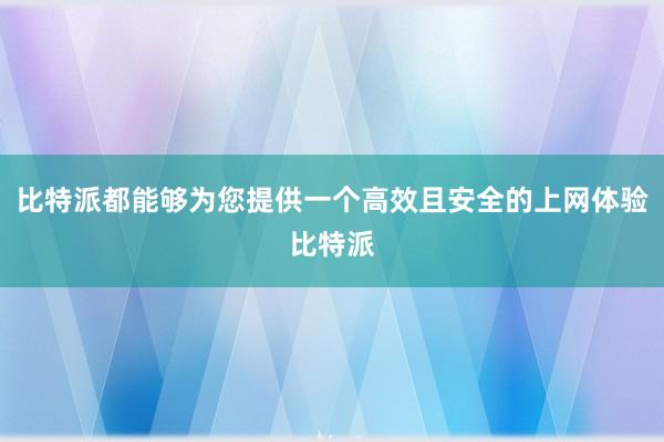 比特派都能够为您提供一个高效且安全的上网体验比特派