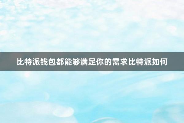 比特派钱包都能够满足你的需求比特派如何