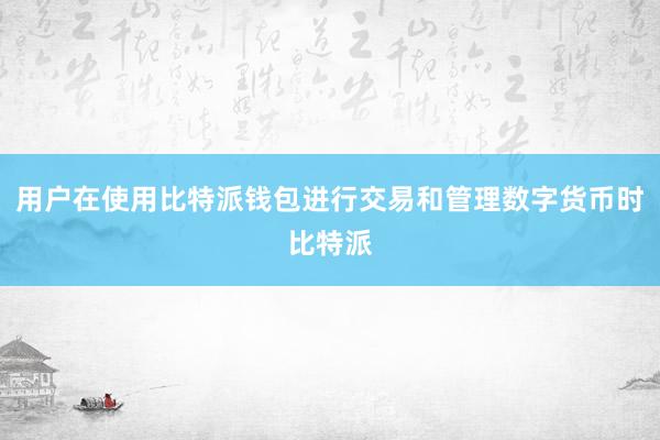 用户在使用比特派钱包进行交易和管理数字货币时比特派