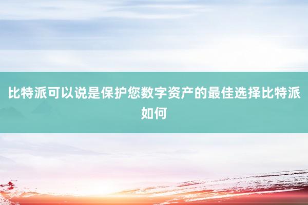 比特派可以说是保护您数字资产的最佳选择比特派如何