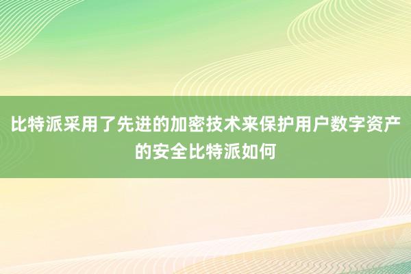 比特派采用了先进的加密技术来保护用户数字资产的安全比特派如何