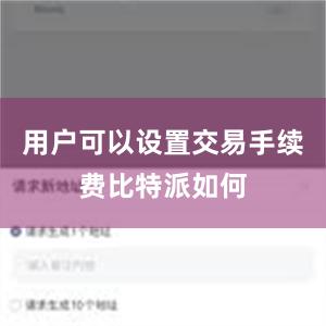 用户可以设置交易手续费比特派如何